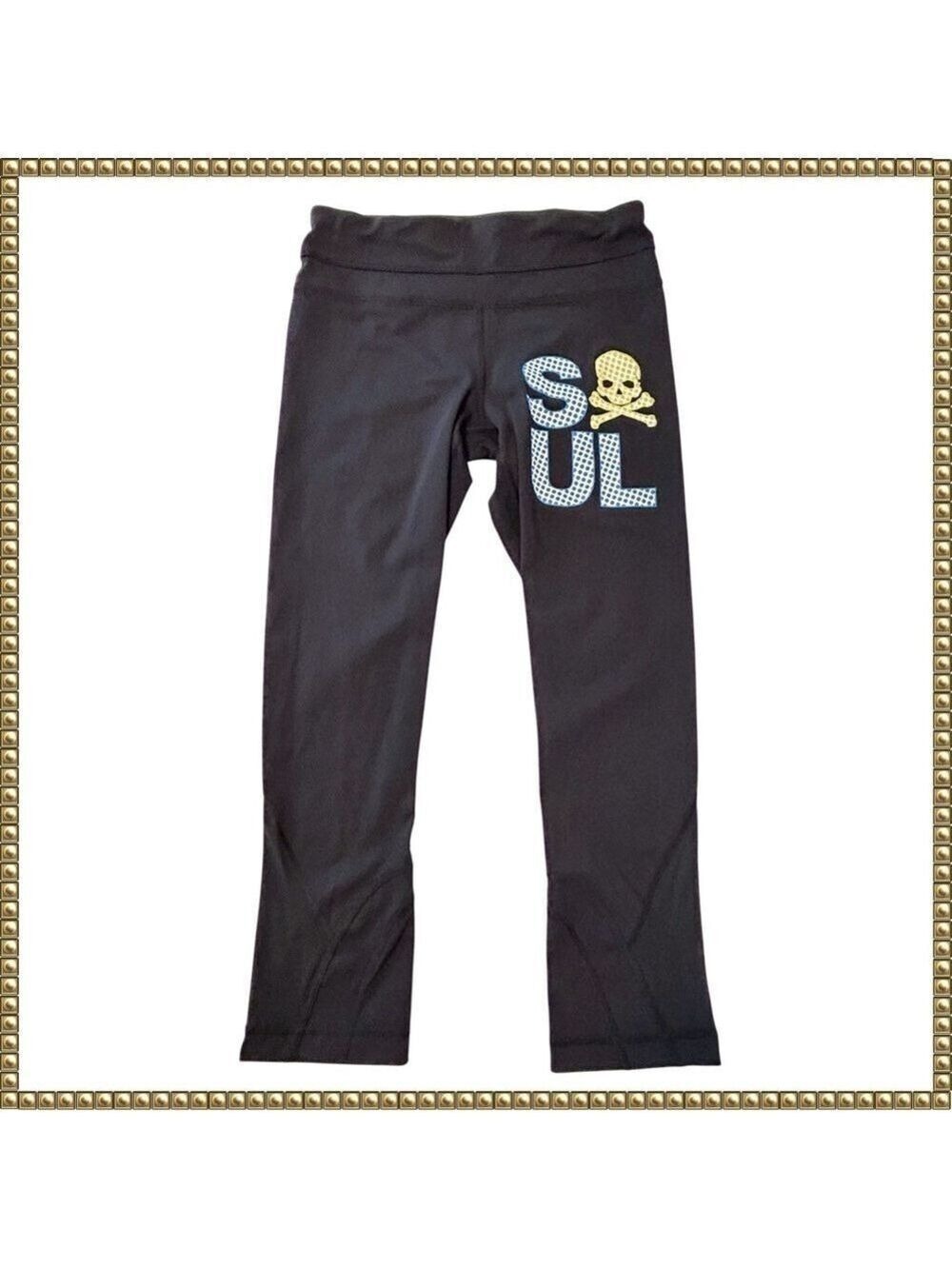 Lululemon Black Polka Dot Skull Cropped Leggings Size 4